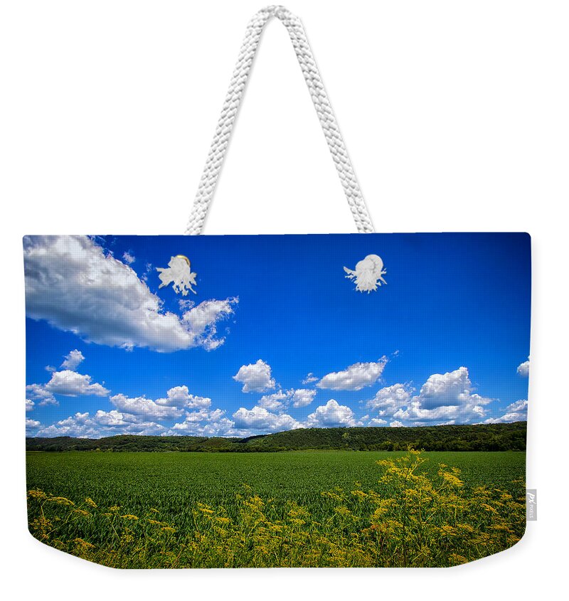 Field Weekender Tote Bag featuring the photograph Lanesboro Fields by Bill and Linda Tiepelman