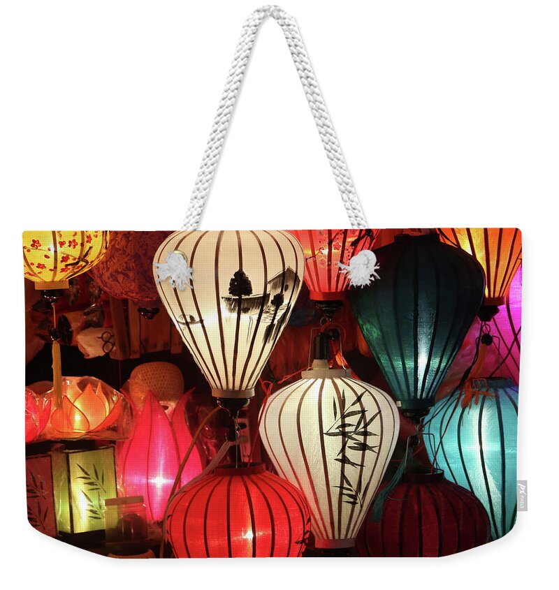 Vietnam Weekender Tote Bag featuring the photograph Lanterns Colors Hoi An by Chuck Kuhn