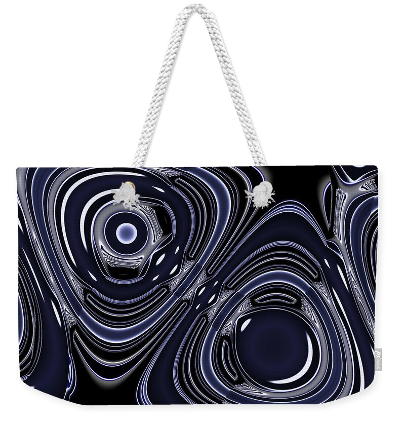 Abstract Weekender Tote Bag featuring the digital art Lapis and Chrome Abstract by Judi Suni Hall