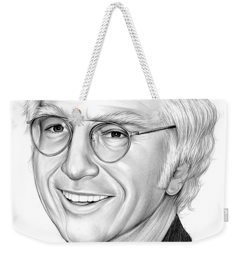 Larry David Weekender Tote Bag featuring the drawing Larry David by Greg Joens