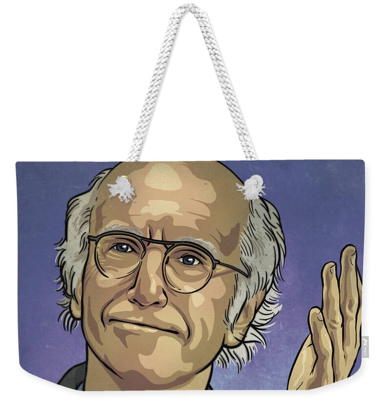 Larry David Weekender Tote Bag featuring the drawing Larry David by Miggs The Artist