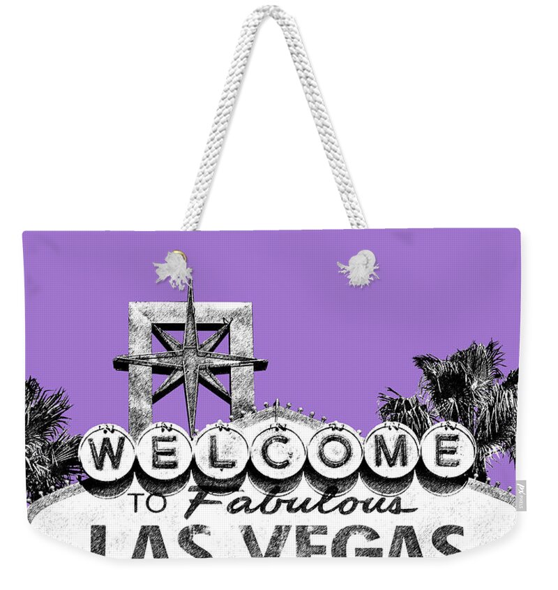 Architecture Weekender Tote Bag featuring the digital art Las Vegas Sign - Purple by DB Artist