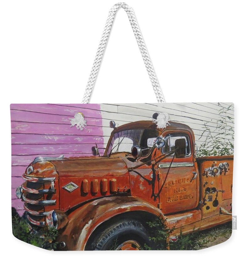 Firetruck Weekender Tote Bag featuring the painting Last Parade by William Brody