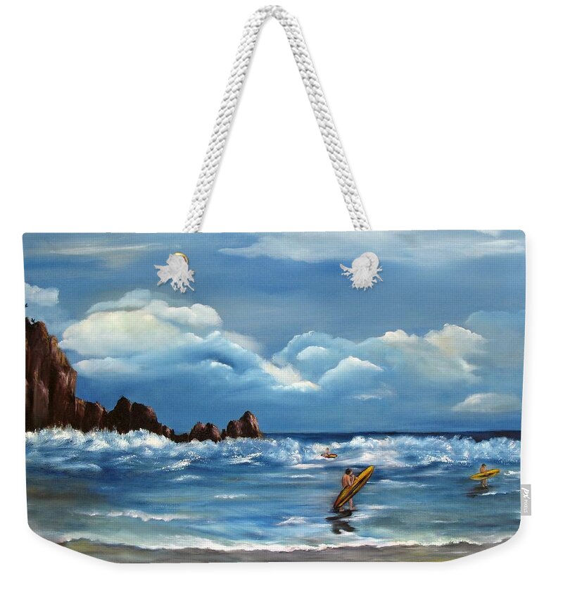 Ocean Weekender Tote Bag featuring the painting Last ride by Carol Sweetwood