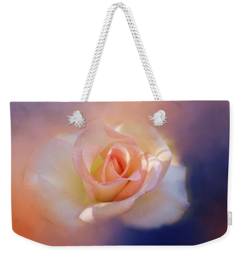 Flower Weekender Tote Bag featuring the digital art Last Rose of Summer? by Terry Davis
