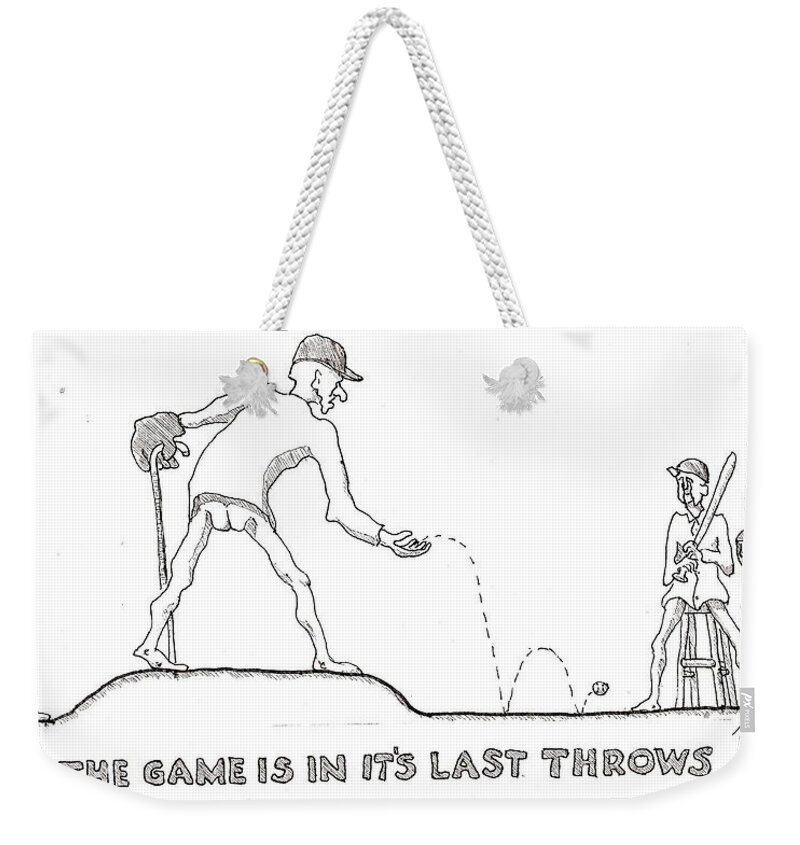 Last Throes Weekender Tote Bag featuring the drawing Last Throes by R Allen Swezey