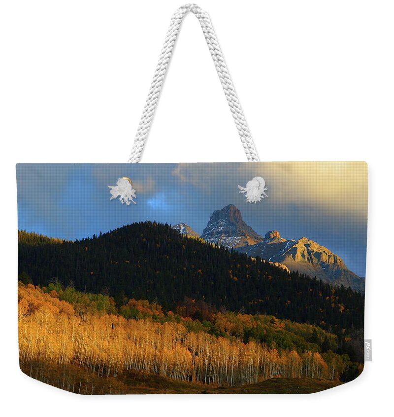Autumn Weekender Tote Bag featuring the photograph Late afternoon light on the San Juans by Jetson Nguyen