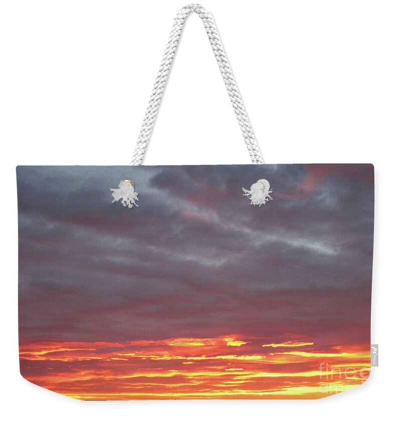 East Sunrise Weekender Tote Bag featuring the photograph Late Prairie Sunrise by Donna L Munro