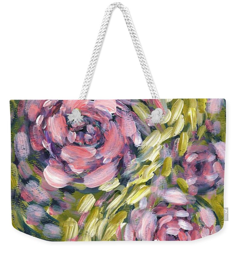 Roses Weekender Tote Bag featuring the digital art Late Summer Whirl by Holly Carmichael