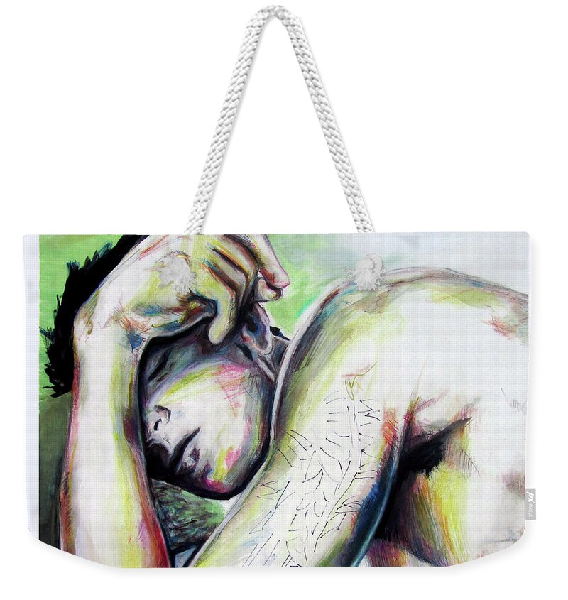 Latitude Weekender Tote Bag featuring the painting Latitude and Logintude by Rene Capone