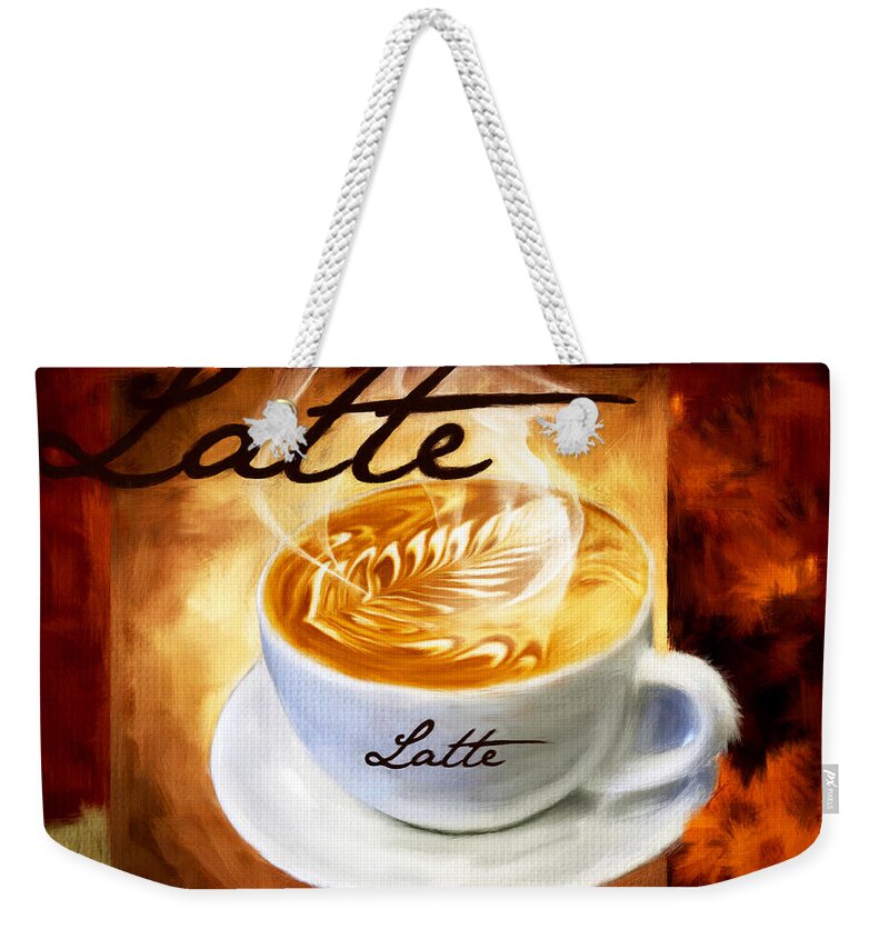 Coffee Weekender Tote Bag featuring the digital art Latte by Lourry Legarde