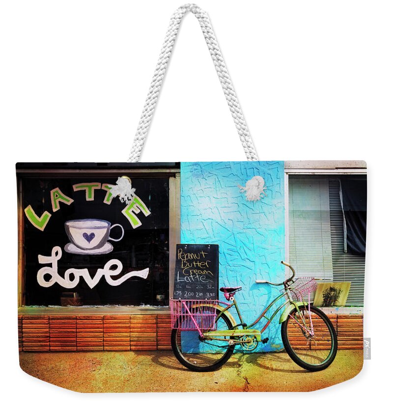 American Weekender Tote Bag featuring the photograph Latte Love Bicycle by Craig J Satterlee