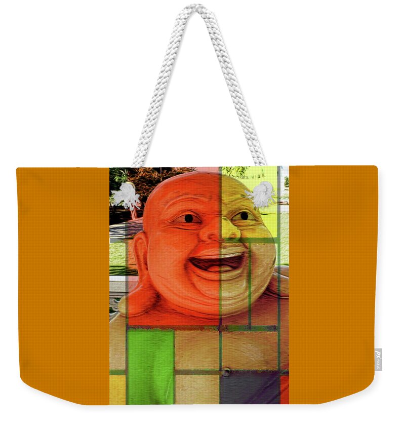 Buddha Weekender Tote Bag featuring the digital art Laughing Buddha by Ian Gledhill
