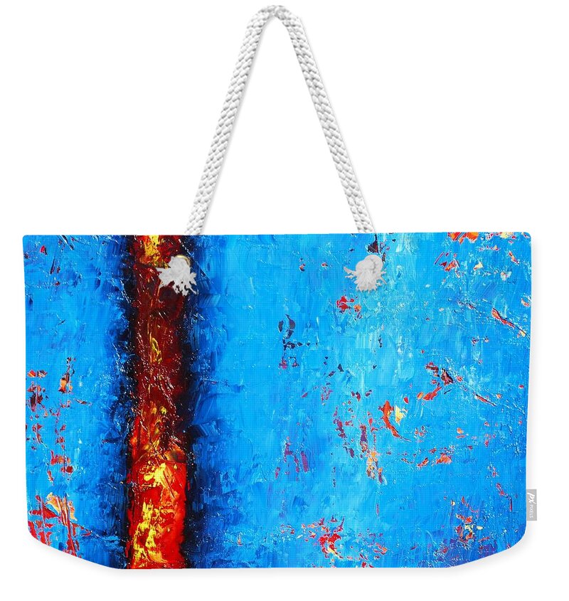 Abstract Weekender Tote Bag featuring the painting Lava'n You by Emily Page