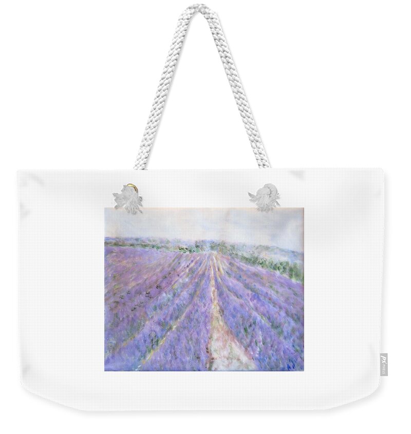 Impressionism Weekender Tote Bag featuring the painting Lavender Fields Provence-France by Glenda Crigger
