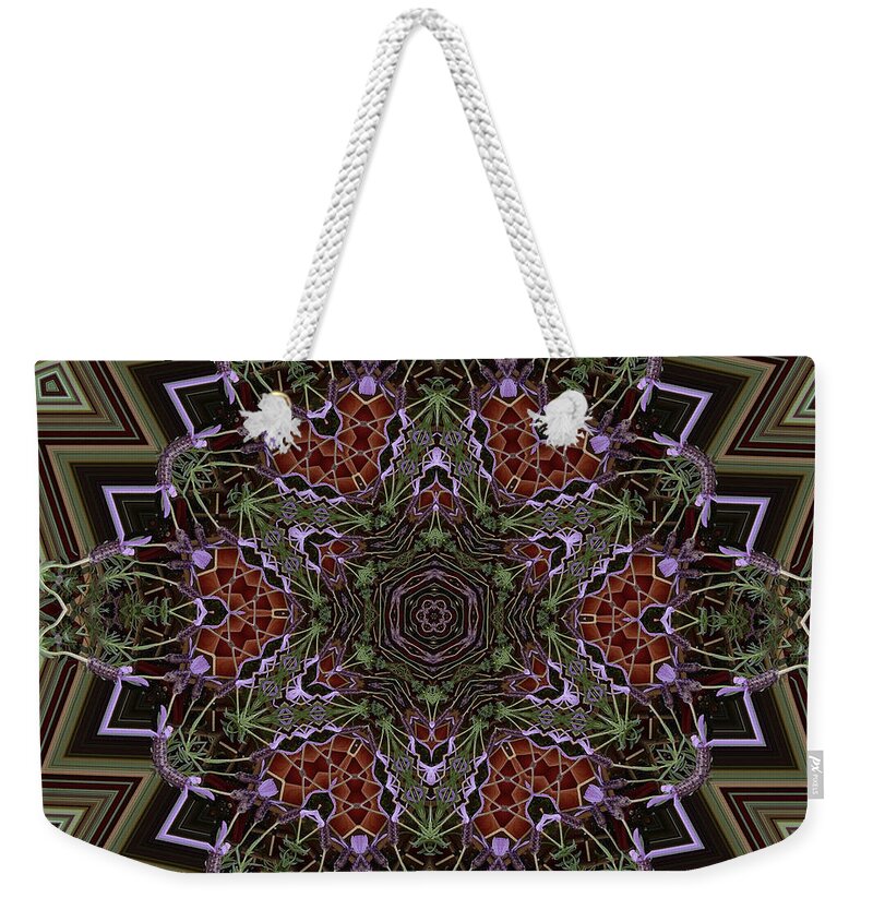 Buddhism Weekender Tote Bag featuring the digital art Lavender Mandala by Julia Underwood