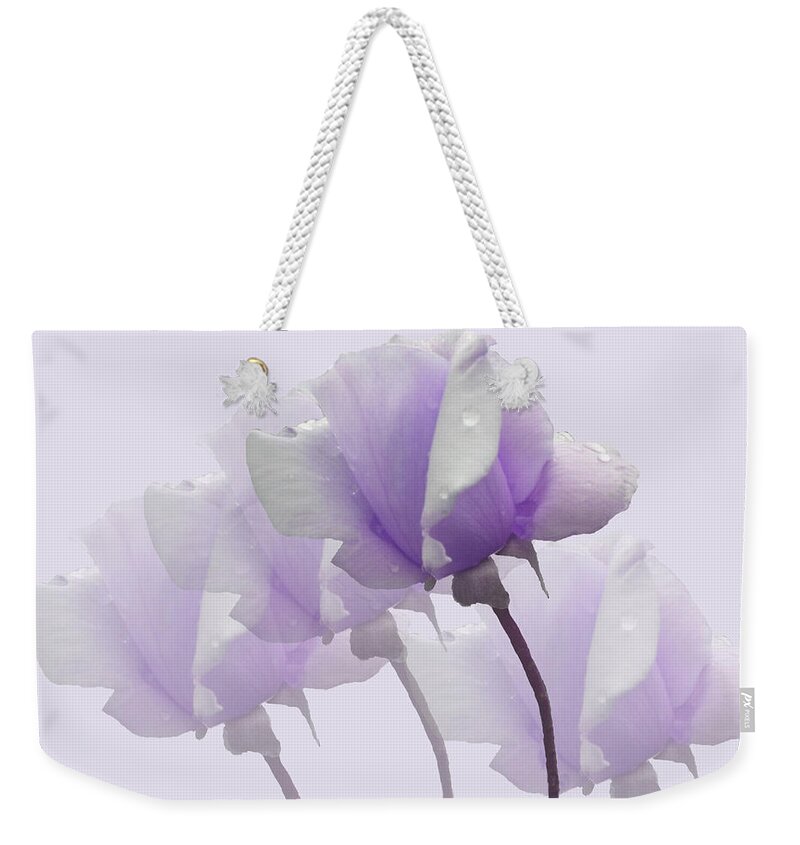 Rose Weekender Tote Bag featuring the photograph Lavender Roses by Rosalie Scanlon
