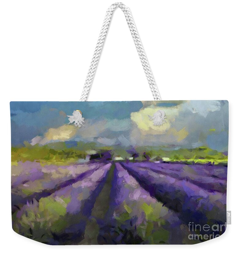 Landscapes Rural Scenes Weekender Tote Bag featuring the painting Lavenders of South by Dragica Micki Fortuna