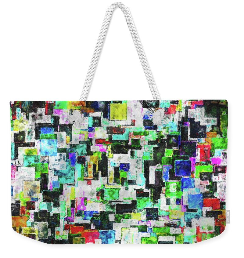 Boxes Weekender Tote Bag featuring the digital art Layered Boxes Abstract by Phil Perkins