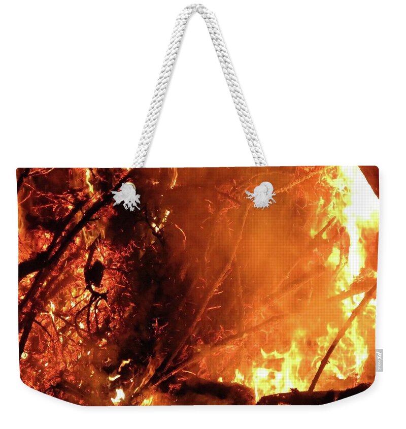 Fire Weekender Tote Bag featuring the photograph Layers below by Azthet Photography