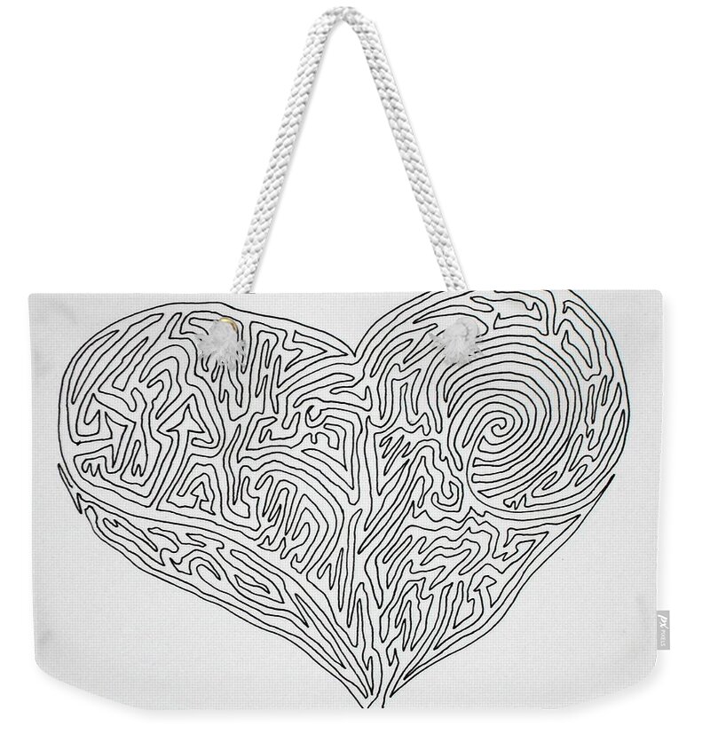 Heart Weekender Tote Bag featuring the painting Laying Your Heart On A Line by Vicki Housel