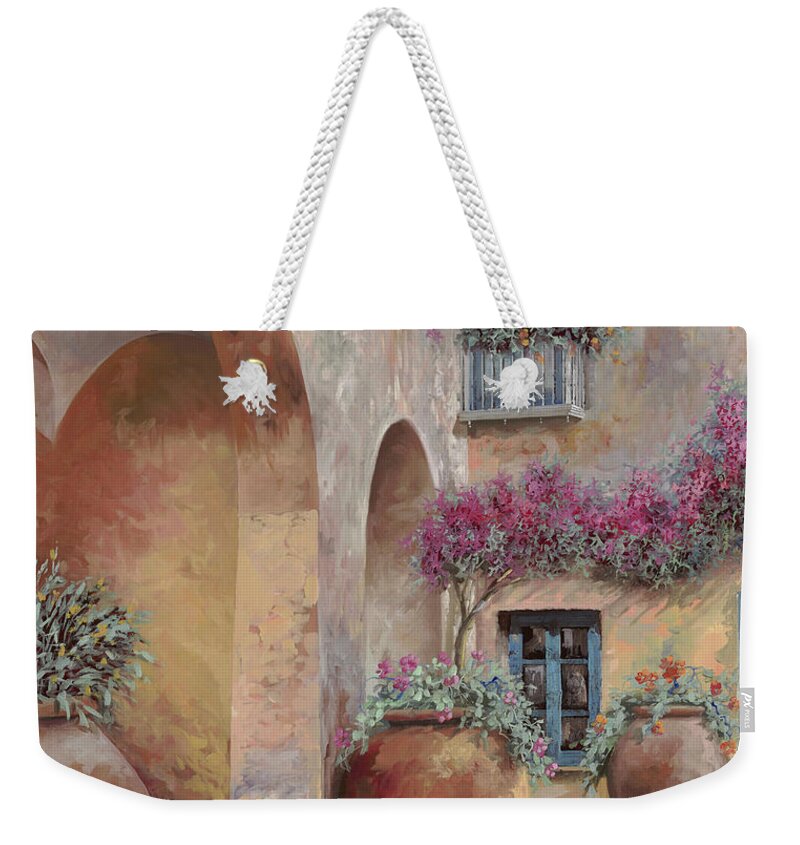 Arcade Weekender Tote Bag featuring the painting Le Arcate In Cortile by Guido Borelli