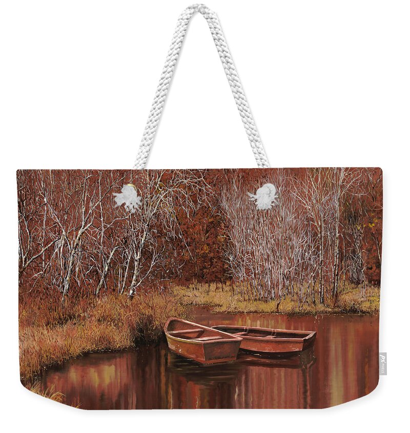 Boats Weekender Tote Bag featuring the painting Le Barche Allo Stagno by Guido Borelli