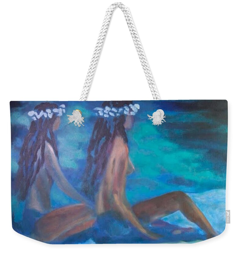 Hawaiian Girls Weekender Tote Bag featuring the painting Le Hawaiane by Enrico Garff