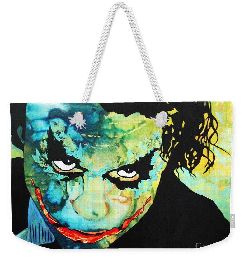 Joker Weekender Tote Bag featuring the painting Le Joker by Kathleen Artist PRO