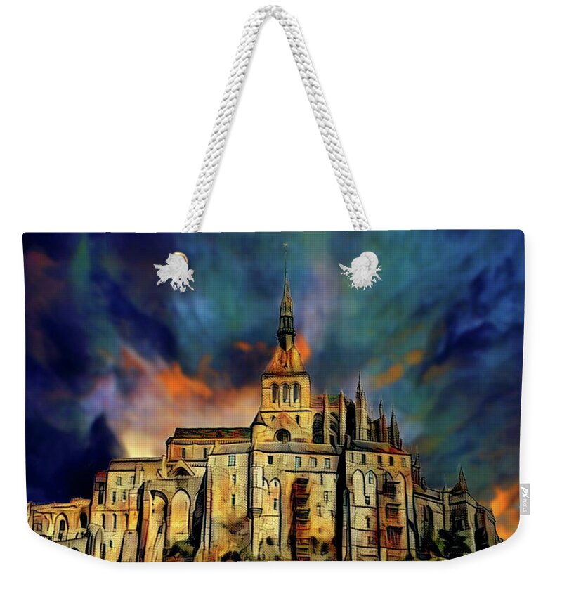 Saint Weekender Tote Bag featuring the digital art Le Mont-Saint-Michel by Russ Harris