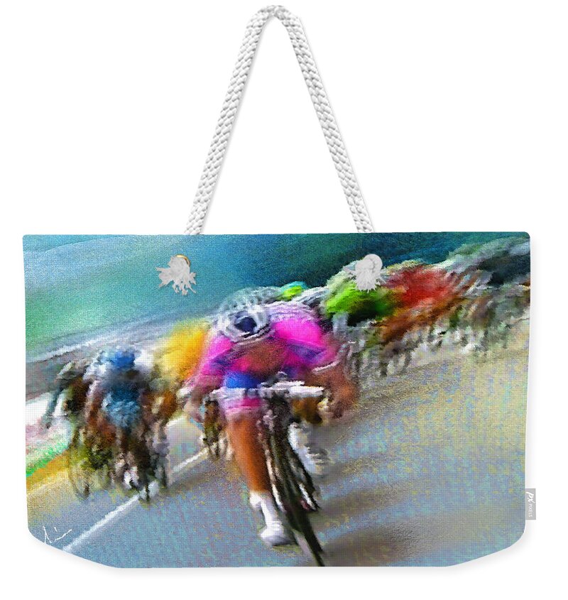 Sports Weekender Tote Bag featuring the painting Le Tour de France 09 by Miki De Goodaboom