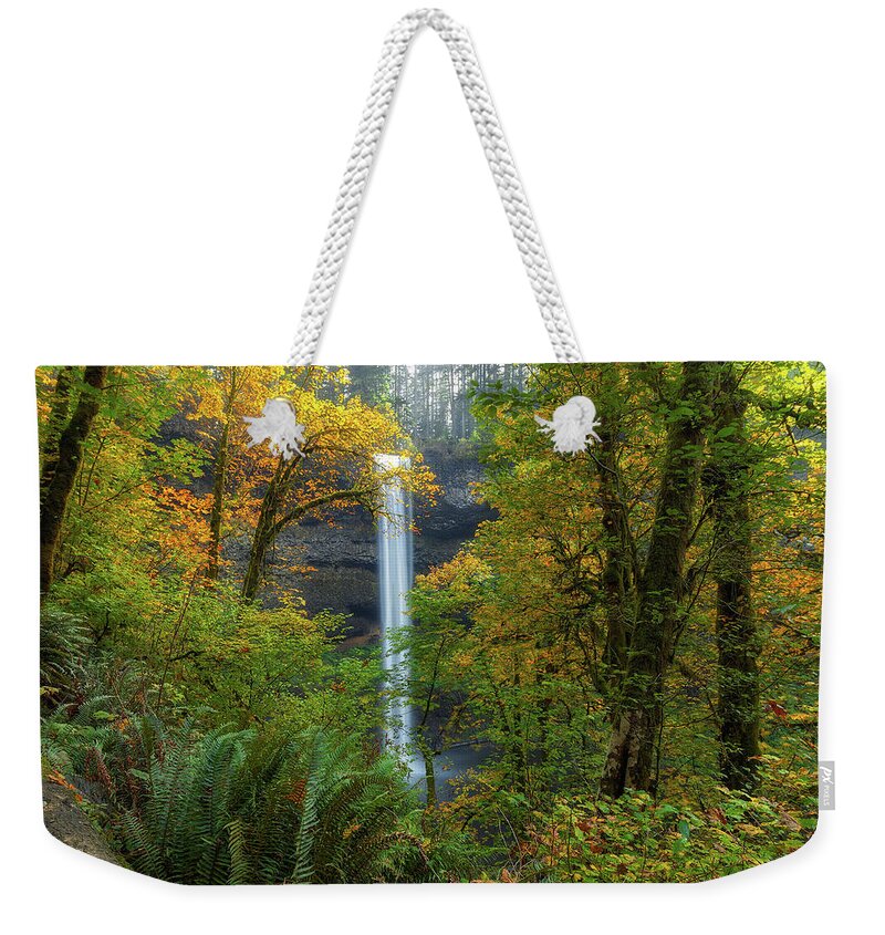Fall Weekender Tote Bag featuring the photograph Leaf Peeping and Waterfall by David Gn