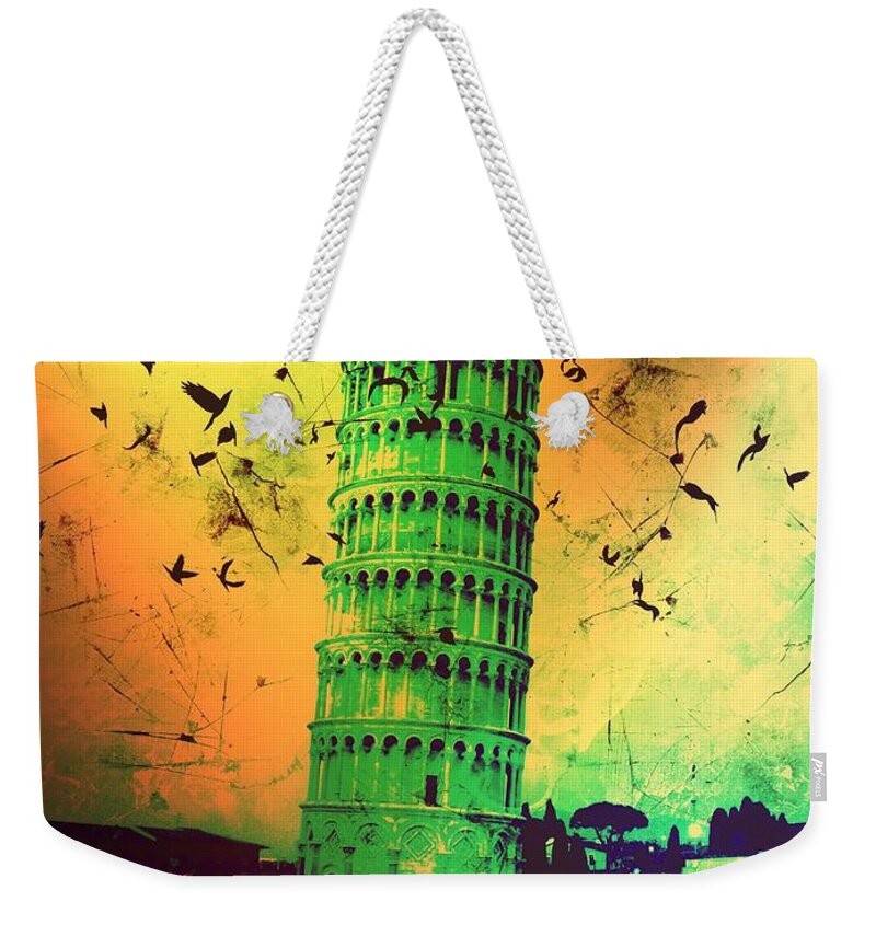 Leaning Tower Of Pisa Weekender Tote Bag featuring the digital art Leaning Tower of Pisa 32 by Marina McLain