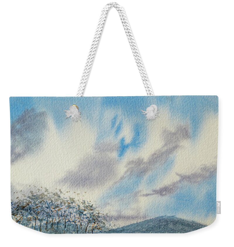 Beautiful Weekender Tote Bag featuring the painting The Blue Hills of Summer by Dorothy Darden