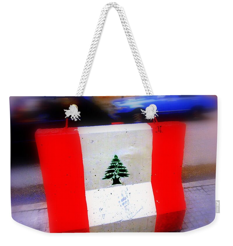 Lebanon Weekender Tote Bag featuring the photograph Lebanese Flagpost by Funkpix Photo Hunter