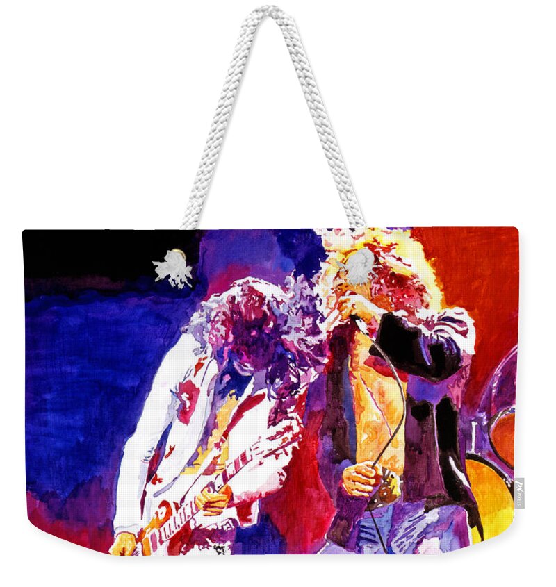 Led Zeppelin Weekender Tote Bag featuring the painting Led Zeppelin - Page and Plant by David Lloyd Glover