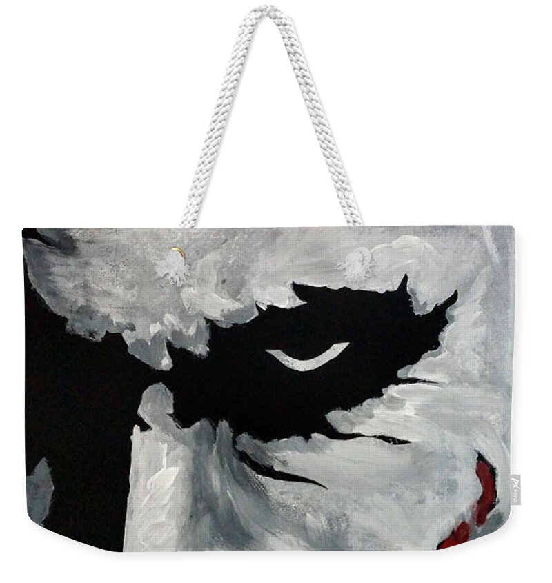 Heath Ledger Weekender Tote Bag featuring the painting Ledger's Joker by Dale Loos Jr