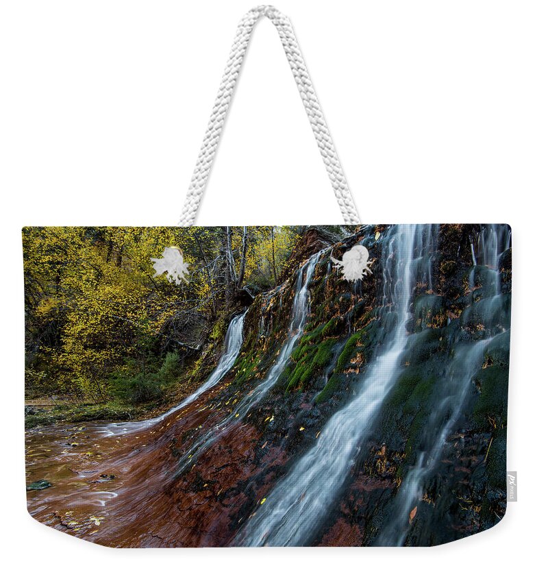 Waterfall Weekender Tote Bag featuring the photograph Left Fork Waterfall by Wesley Aston