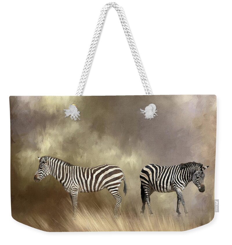 Zebra Weekender Tote Bag featuring the photograph Left or Right by Donna Kennedy
