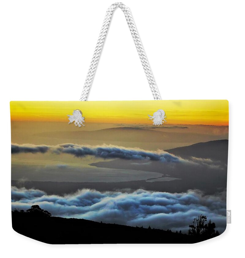 Maui Weekender Tote Bag featuring the photograph Lemon Sunset from Haleakala by Heidi Fickinger