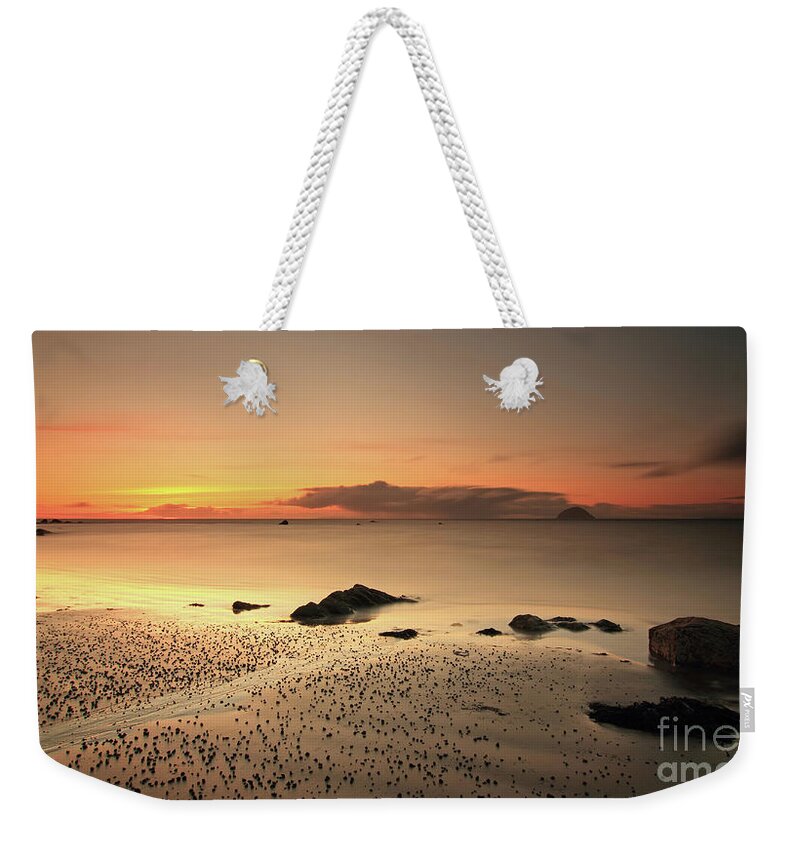 Ailsa Craig Weekender Tote Bag featuring the photograph Lendalfoot Sunset Ref8962 by Maria Gaellman