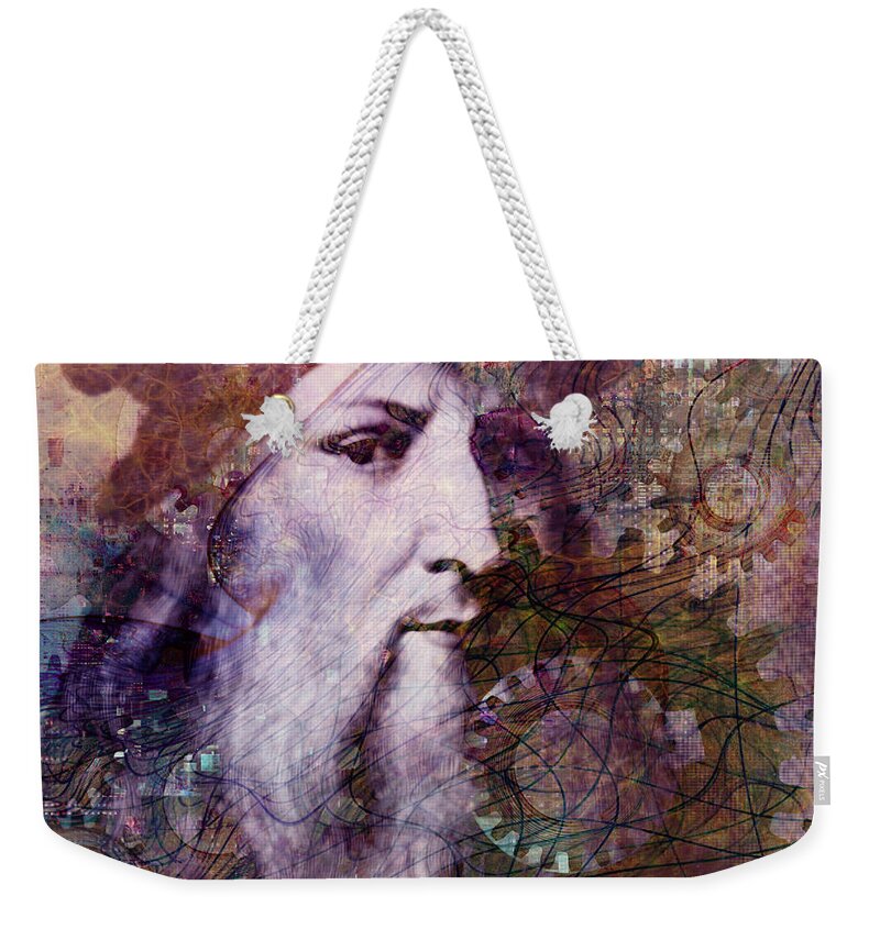 leonardo Da Vinci Weekender Tote Bag featuring the digital art Leonardo by Barbara Berney