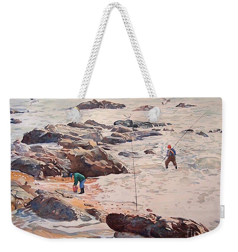 Fishermen Weekender Tote Bag featuring the painting Les Pecheurs by Francoise Chauray