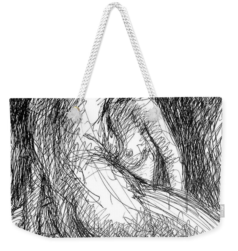 Lesbian Weekender Tote Bag featuring the drawing Lesbian Sketches 1 by Gordon Punt