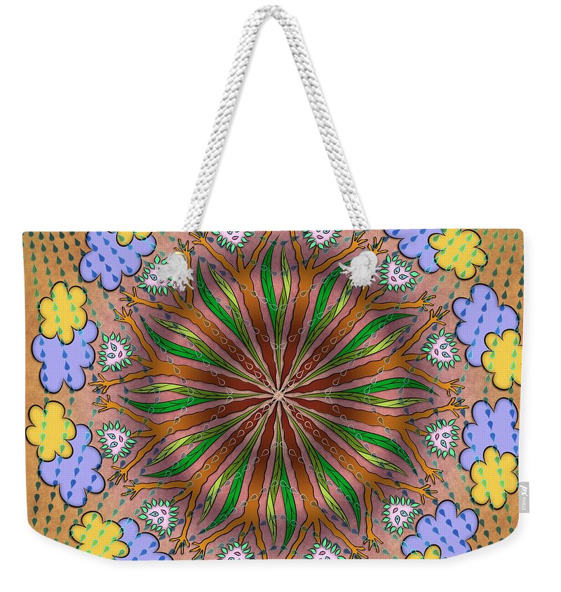 Whimsical Mandalas Weekender Tote Bag featuring the digital art Let It Rain by Becky Titus