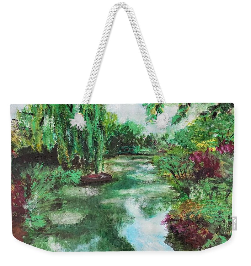 Nature Weekender Tote Bag featuring the painting L'etang de Claude Monet, Giverny, France by C E Dill