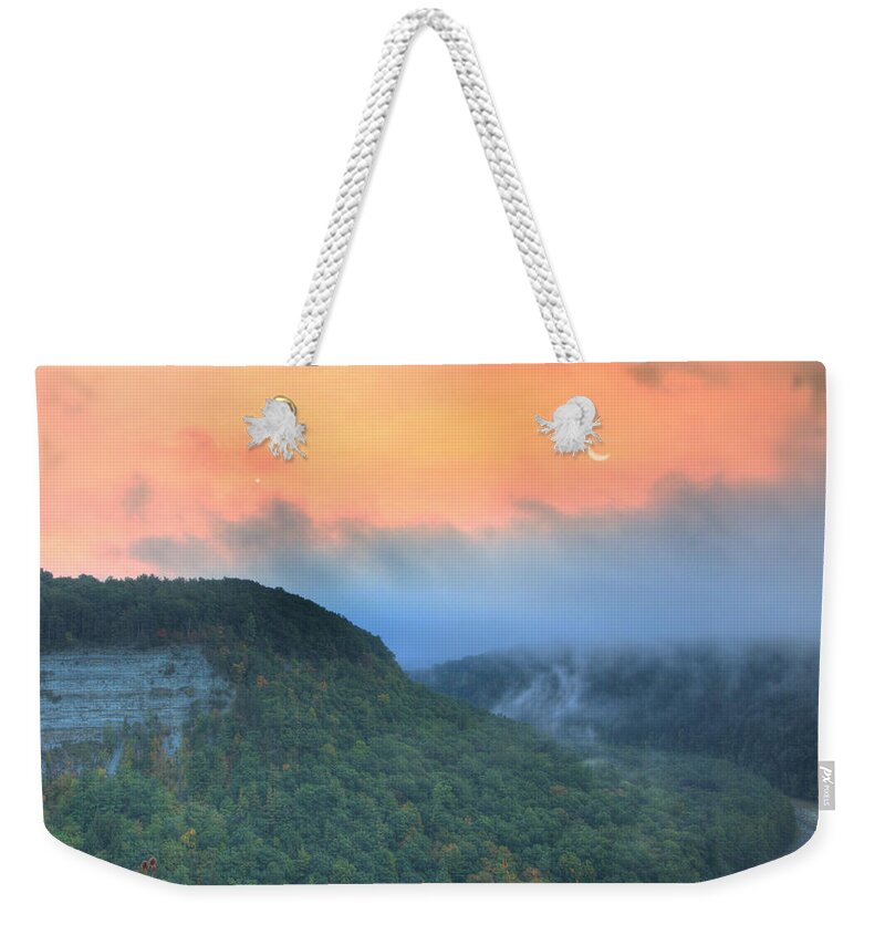 Letchworth Weekender Tote Bag featuring the photograph Letchworth pre dawn by Tim Buisman