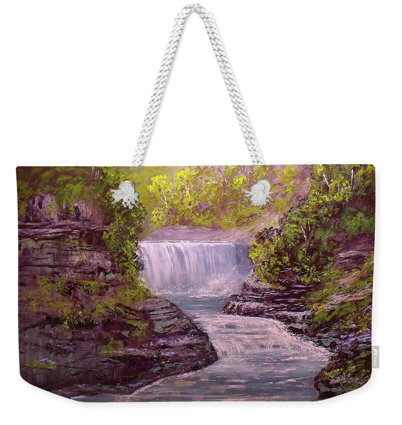 Colors Weekender Tote Bag featuring the painting Letchworth State Park by Michael Mrozik