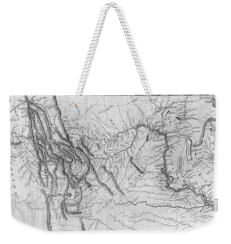 Lewis And Clark Hand-drawn Map Of The Unknown 1804 Weekender Tote Bag featuring the painting Lewis And Clark Hand-drawn Map Of The Unknown 1804 by Celestial Images
