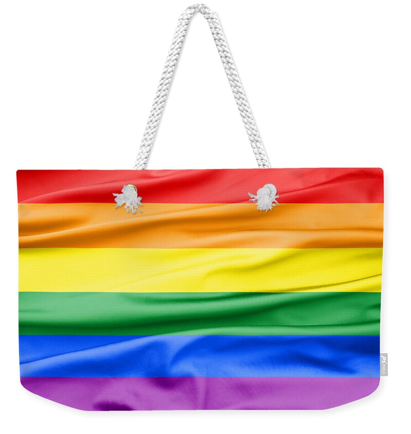 Banner Weekender Tote Bag featuring the photograph LGBT Rainbow Flag by Semmick Photo